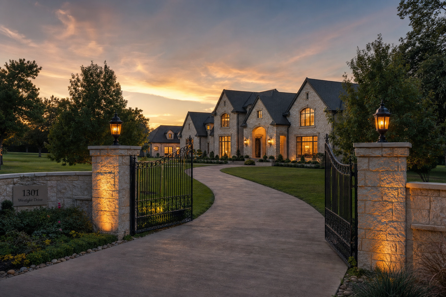 Westlake home with warm evening light